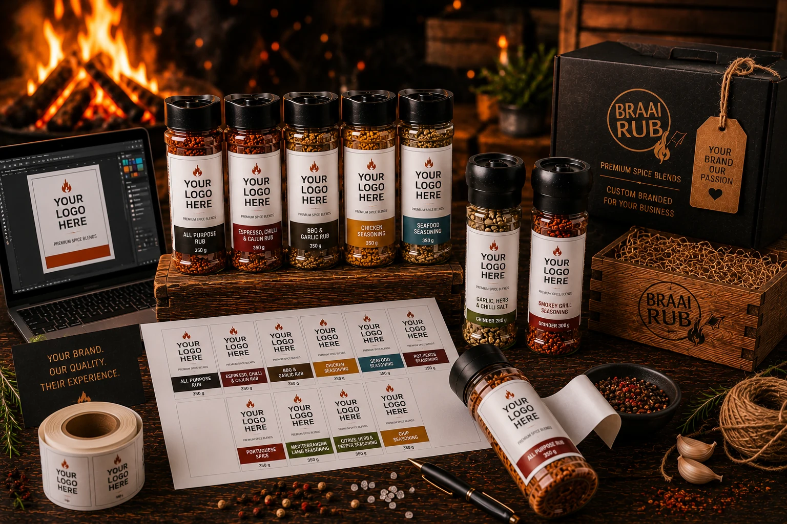 Custom branded Braai Rub products